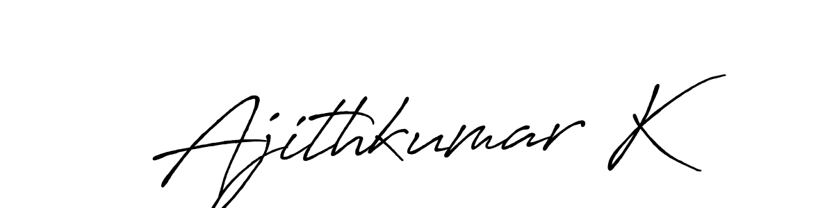 How to make Ajithkumar K name signature. Use Antro_Vectra_Bolder style for creating short signs online. This is the latest handwritten sign. Ajithkumar K signature style 7 images and pictures png