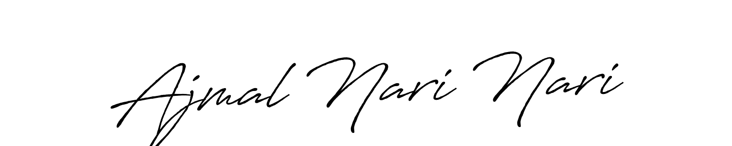 How to make Ajmal Nari Nari name signature. Use Antro_Vectra_Bolder style for creating short signs online. This is the latest handwritten sign. Ajmal Nari Nari signature style 7 images and pictures png