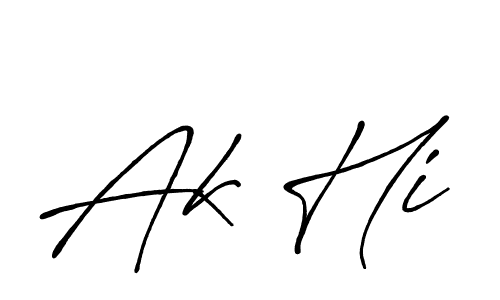 Create a beautiful signature design for name Ak Hi. With this signature (Antro_Vectra_Bolder) fonts, you can make a handwritten signature for free. Ak Hi signature style 7 images and pictures png