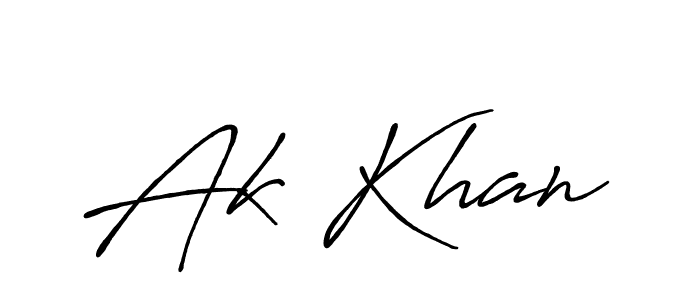 Make a beautiful signature design for name Ak Khan. With this signature (Antro_Vectra_Bolder) style, you can create a handwritten signature for free. Ak Khan signature style 7 images and pictures png