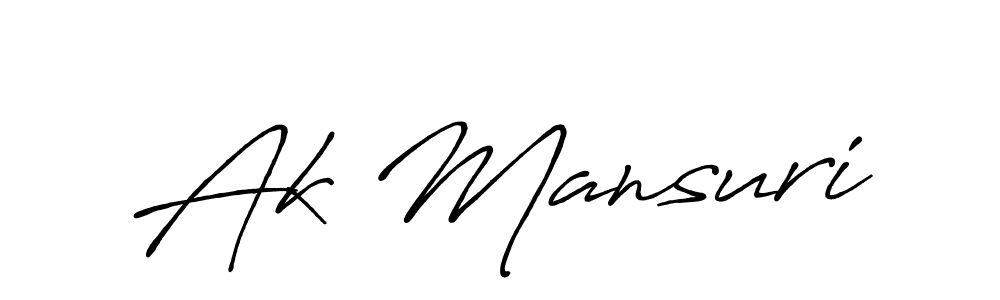 Make a beautiful signature design for name Ak Mansuri. With this signature (Antro_Vectra_Bolder) style, you can create a handwritten signature for free. Ak Mansuri signature style 7 images and pictures png