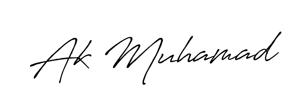 Make a beautiful signature design for name Ak Muhamad. With this signature (Antro_Vectra_Bolder) style, you can create a handwritten signature for free. Ak Muhamad signature style 7 images and pictures png
