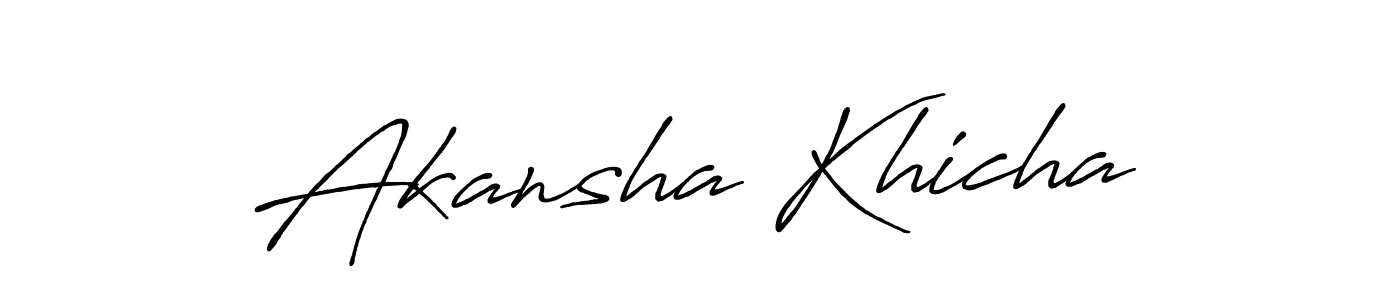 How to make Akansha Khicha name signature. Use Antro_Vectra_Bolder style for creating short signs online. This is the latest handwritten sign. Akansha Khicha signature style 7 images and pictures png