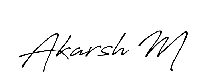 The best way (Antro_Vectra_Bolder) to make a short signature is to pick only two or three words in your name. The name Akarsh M include a total of six letters. For converting this name. Akarsh M signature style 7 images and pictures png