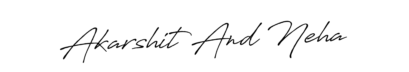 Make a beautiful signature design for name Akarshit And Neha. With this signature (Antro_Vectra_Bolder) style, you can create a handwritten signature for free. Akarshit And Neha signature style 7 images and pictures png