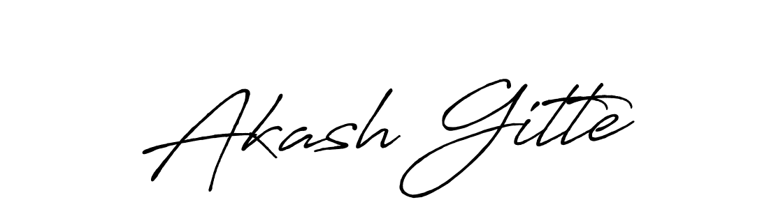 How to make Akash Gitte name signature. Use Antro_Vectra_Bolder style for creating short signs online. This is the latest handwritten sign. Akash Gitte signature style 7 images and pictures png