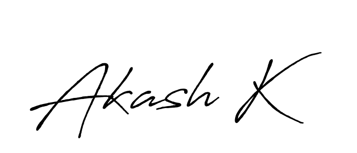 Design your own signature with our free online signature maker. With this signature software, you can create a handwritten (Antro_Vectra_Bolder) signature for name Akash K. Akash K signature style 7 images and pictures png