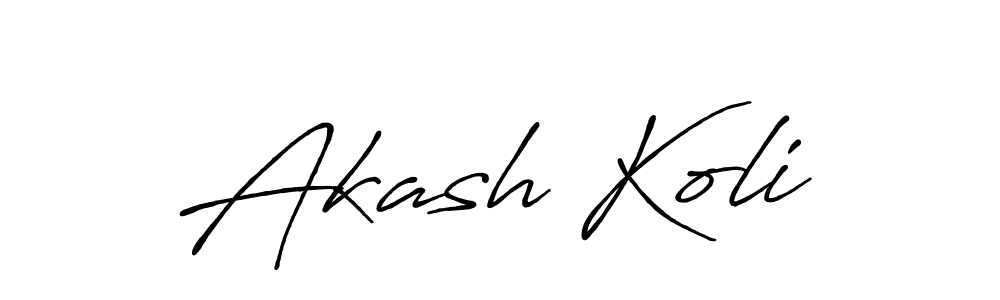 How to make Akash Koli name signature. Use Antro_Vectra_Bolder style for creating short signs online. This is the latest handwritten sign. Akash Koli signature style 7 images and pictures png