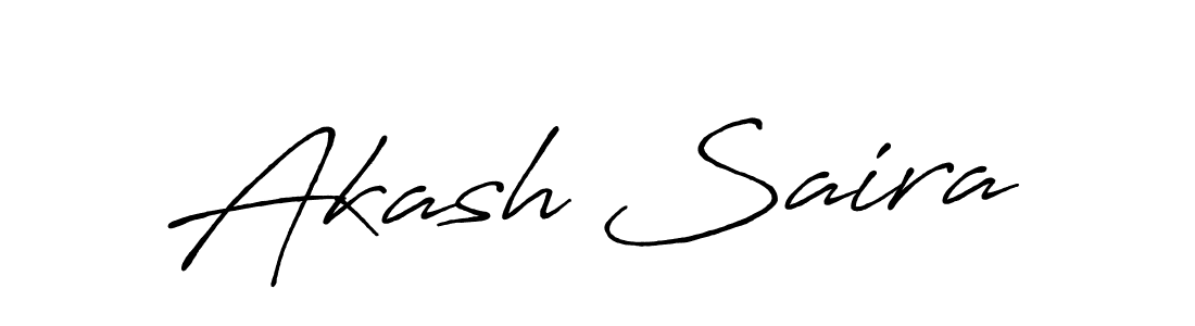 How to make Akash Saira name signature. Use Antro_Vectra_Bolder style for creating short signs online. This is the latest handwritten sign. Akash Saira signature style 7 images and pictures png