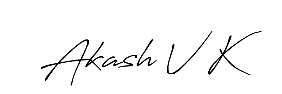 Design your own signature with our free online signature maker. With this signature software, you can create a handwritten (Antro_Vectra_Bolder) signature for name Akash V K. Akash V K signature style 7 images and pictures png