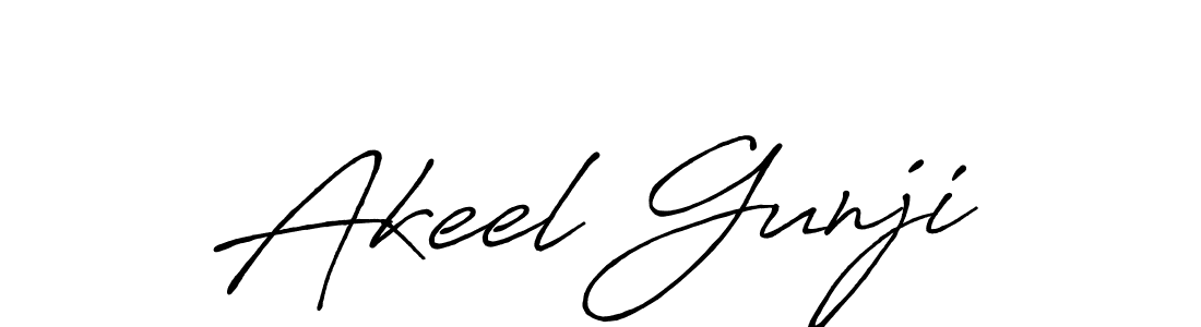 Akeel Gunji stylish signature style. Best Handwritten Sign (Antro_Vectra_Bolder) for my name. Handwritten Signature Collection Ideas for my name Akeel Gunji. Akeel Gunji signature style 7 images and pictures png