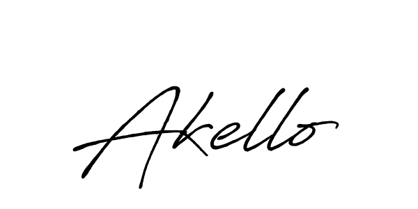 Create a beautiful signature design for name Akello. With this signature (Antro_Vectra_Bolder) fonts, you can make a handwritten signature for free. Akello signature style 7 images and pictures png