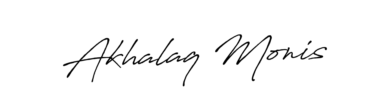 Make a beautiful signature design for name Akhalaq Monis. With this signature (Antro_Vectra_Bolder) style, you can create a handwritten signature for free. Akhalaq Monis signature style 7 images and pictures png