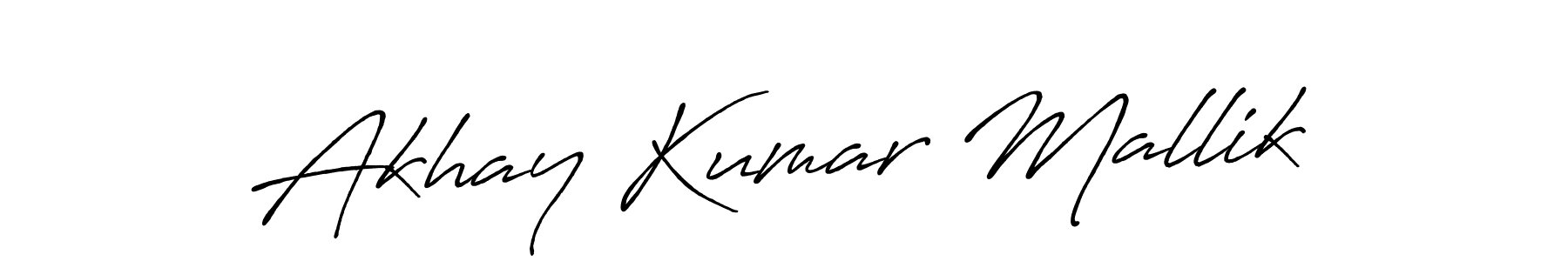 Create a beautiful signature design for name Akhay Kumar Mallik. With this signature (Antro_Vectra_Bolder) fonts, you can make a handwritten signature for free. Akhay Kumar Mallik signature style 7 images and pictures png