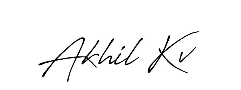 Make a beautiful signature design for name Akhil Kv. With this signature (Antro_Vectra_Bolder) style, you can create a handwritten signature for free. Akhil Kv signature style 7 images and pictures png