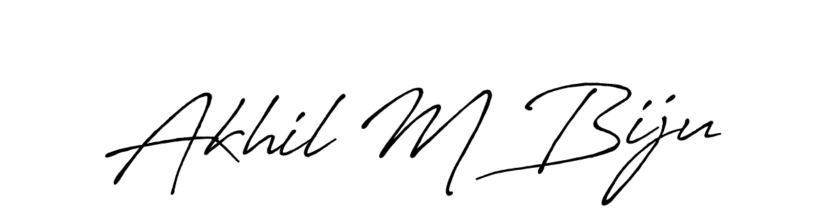 Antro_Vectra_Bolder is a professional signature style that is perfect for those who want to add a touch of class to their signature. It is also a great choice for those who want to make their signature more unique. Get Akhil M Biju name to fancy signature for free. Akhil M Biju signature style 7 images and pictures png