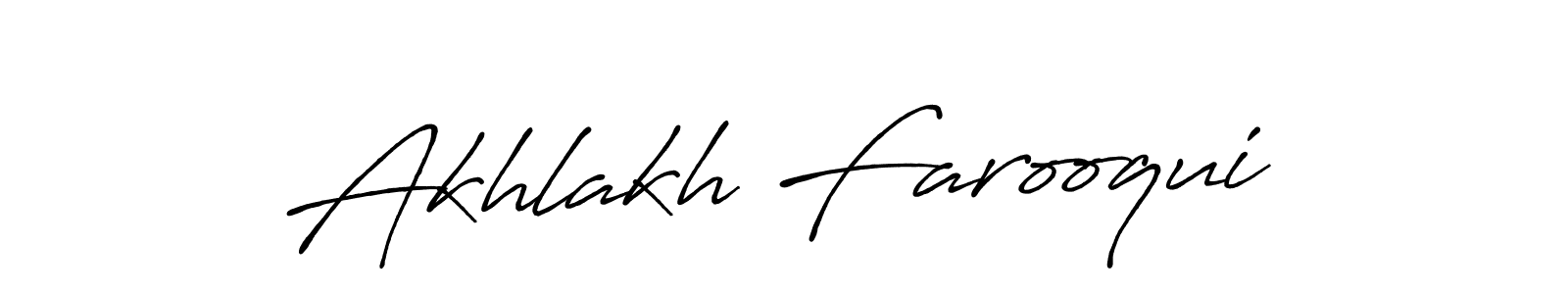 Design your own signature with our free online signature maker. With this signature software, you can create a handwritten (Antro_Vectra_Bolder) signature for name Akhlakh Farooqui. Akhlakh Farooqui signature style 7 images and pictures png