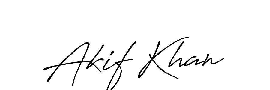 Make a beautiful signature design for name Akif Khan. With this signature (Antro_Vectra_Bolder) style, you can create a handwritten signature for free. Akif Khan signature style 7 images and pictures png