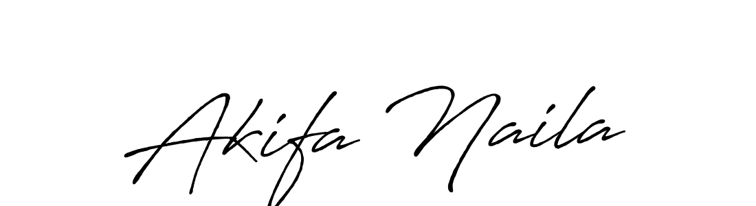 How to make Akifa Naila name signature. Use Antro_Vectra_Bolder style for creating short signs online. This is the latest handwritten sign. Akifa Naila signature style 7 images and pictures png
