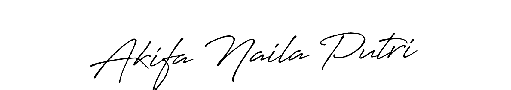 Use a signature maker to create a handwritten signature online. With this signature software, you can design (Antro_Vectra_Bolder) your own signature for name Akifa Naila Putri. Akifa Naila Putri signature style 7 images and pictures png