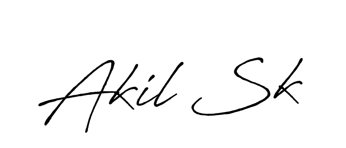Design your own signature with our free online signature maker. With this signature software, you can create a handwritten (Antro_Vectra_Bolder) signature for name Akil Sk. Akil Sk signature style 7 images and pictures png