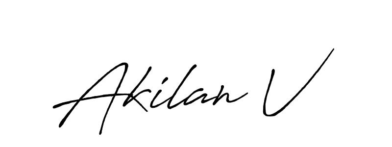 Also we have Akilan V name is the best signature style. Create professional handwritten signature collection using Antro_Vectra_Bolder autograph style. Akilan V signature style 7 images and pictures png