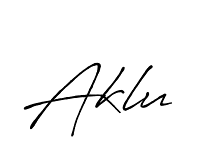 Use a signature maker to create a handwritten signature online. With this signature software, you can design (Antro_Vectra_Bolder) your own signature for name Aklu. Aklu signature style 7 images and pictures png