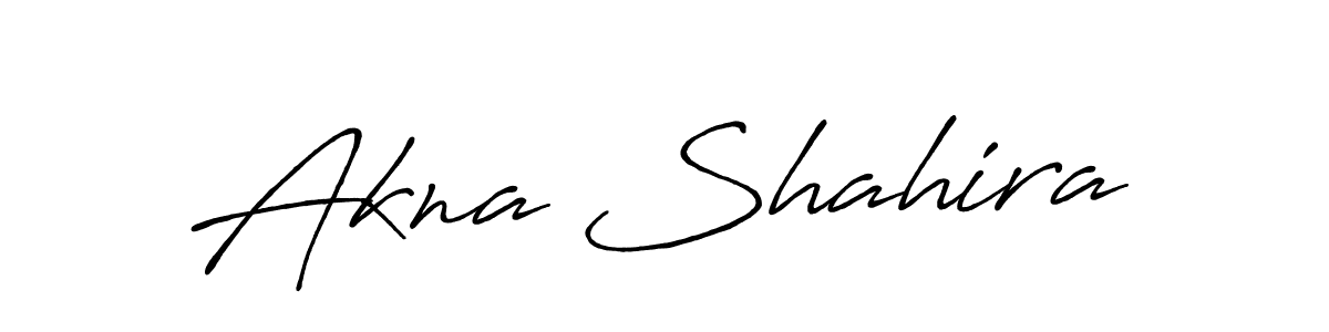 The best way (Antro_Vectra_Bolder) to make a short signature is to pick only two or three words in your name. The name Akna Shahira include a total of six letters. For converting this name. Akna Shahira signature style 7 images and pictures png