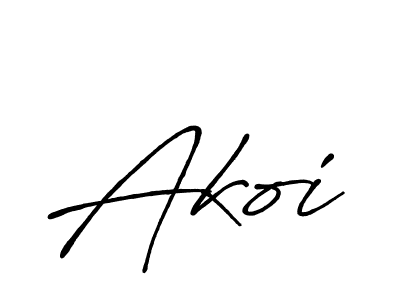 Akoi stylish signature style. Best Handwritten Sign (Antro_Vectra_Bolder) for my name. Handwritten Signature Collection Ideas for my name Akoi. Akoi signature style 7 images and pictures png