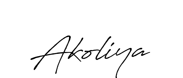 Use a signature maker to create a handwritten signature online. With this signature software, you can design (Antro_Vectra_Bolder) your own signature for name Akoliya. Akoliya signature style 7 images and pictures png