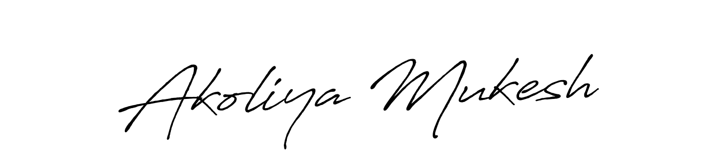 Also we have Akoliya Mukesh name is the best signature style. Create professional handwritten signature collection using Antro_Vectra_Bolder autograph style. Akoliya Mukesh signature style 7 images and pictures png