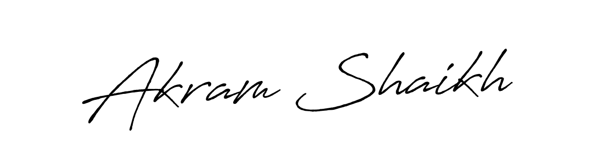 Create a beautiful signature design for name Akram Shaikh. With this signature (Antro_Vectra_Bolder) fonts, you can make a handwritten signature for free. Akram Shaikh signature style 7 images and pictures png