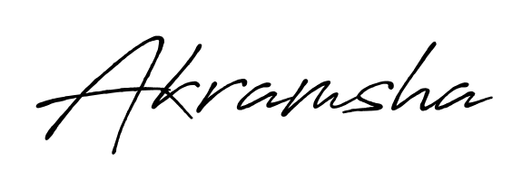 A sleek calligraphic signature for name Akramsha utilizing Antro_Vectra_Bolder styling. Great for adding personal signatures to photos and art. Akramsha signature style 7 images and pictures png