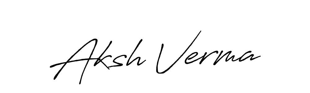 Make a beautiful signature design for name Aksh Verma. With this signature (Antro_Vectra_Bolder) style, you can create a handwritten signature for free. Aksh Verma signature style 7 images and pictures png