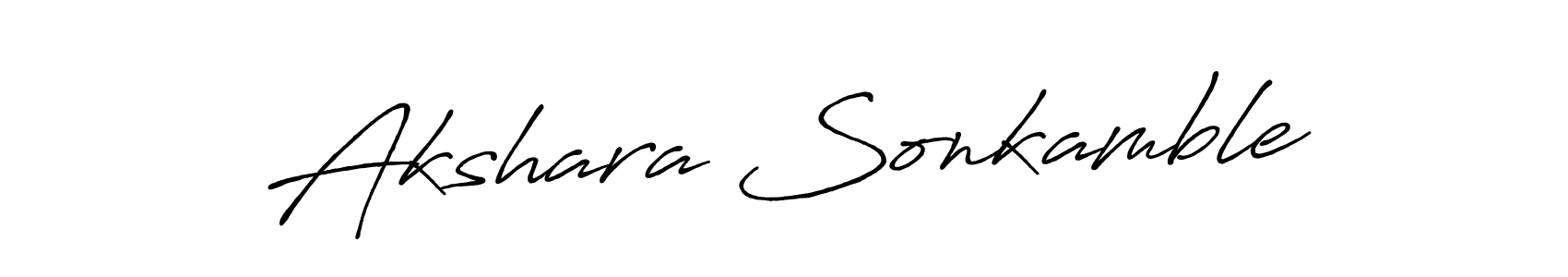 How to make Akshara Sonkamble name signature. Use Antro_Vectra_Bolder style for creating short signs online. This is the latest handwritten sign. Akshara Sonkamble signature style 7 images and pictures png