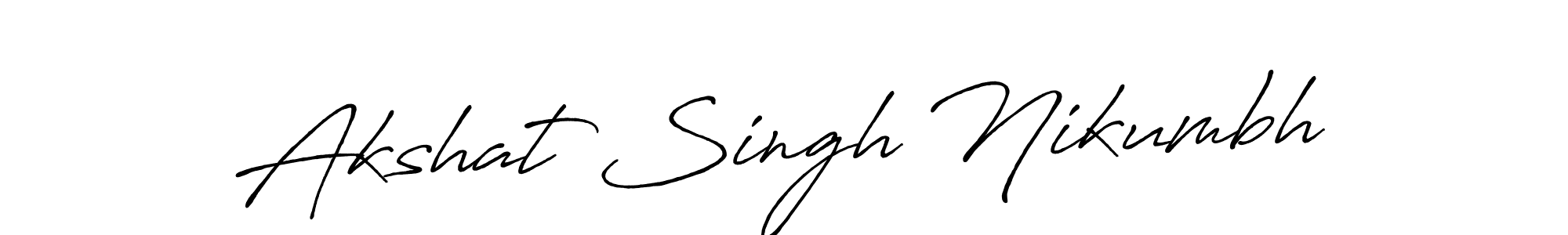 if you are searching for the best signature style for your name Akshat Singh Nikumbh. so please give up your signature search. here we have designed multiple signature styles  using Antro_Vectra_Bolder. Akshat Singh Nikumbh signature style 7 images and pictures png