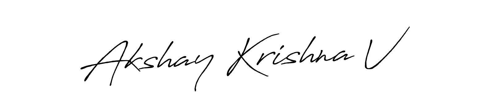 Make a beautiful signature design for name Akshay Krishna V. With this signature (Antro_Vectra_Bolder) style, you can create a handwritten signature for free. Akshay Krishna V signature style 7 images and pictures png