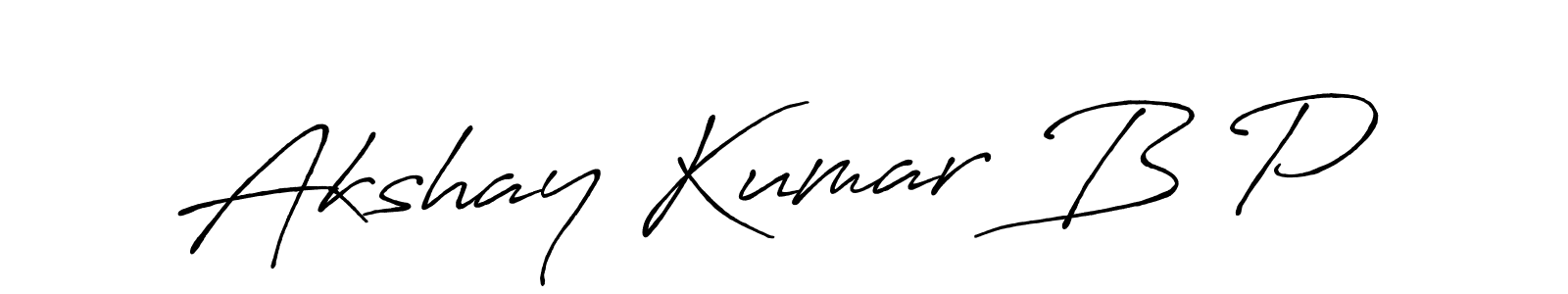 Akshay Kumar B P stylish signature style. Best Handwritten Sign (Antro_Vectra_Bolder) for my name. Handwritten Signature Collection Ideas for my name Akshay Kumar B P. Akshay Kumar B P signature style 7 images and pictures png