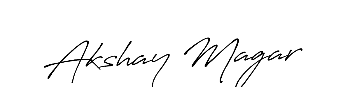 How to make Akshay Magar name signature. Use Antro_Vectra_Bolder style for creating short signs online. This is the latest handwritten sign. Akshay Magar signature style 7 images and pictures png