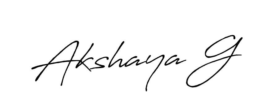 Make a beautiful signature design for name Akshaya G. With this signature (Antro_Vectra_Bolder) style, you can create a handwritten signature for free. Akshaya G signature style 7 images and pictures png