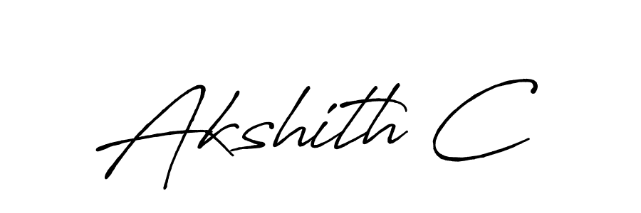 The best way (Antro_Vectra_Bolder) to make a short signature is to pick only two or three words in your name. The name Akshith C include a total of six letters. For converting this name. Akshith C signature style 7 images and pictures png