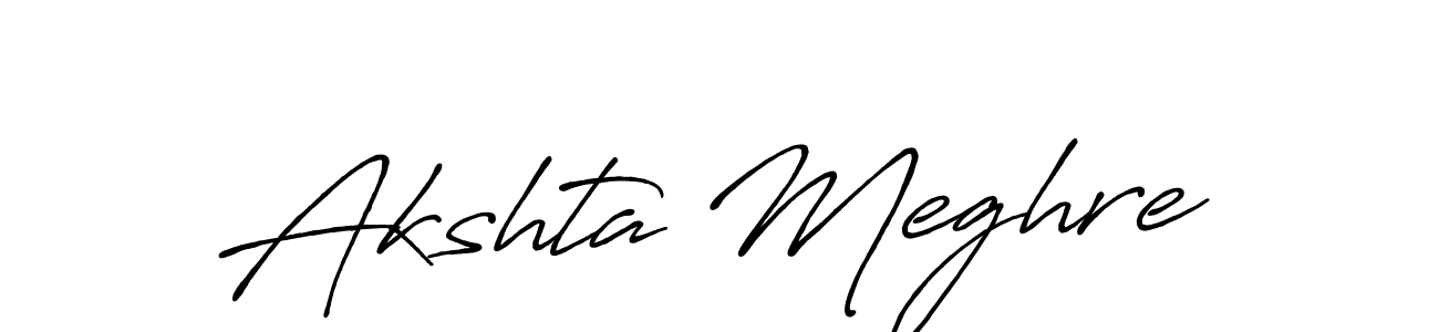 How to make Akshta Meghre name signature. Use Antro_Vectra_Bolder style for creating short signs online. This is the latest handwritten sign. Akshta Meghre signature style 7 images and pictures png