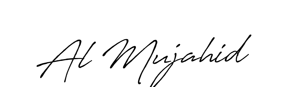 How to make Al Mujahid name signature. Use Antro_Vectra_Bolder style for creating short signs online. This is the latest handwritten sign. Al Mujahid signature style 7 images and pictures png