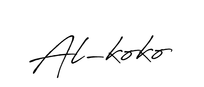 if you are searching for the best signature style for your name Al-koko. so please give up your signature search. here we have designed multiple signature styles  using Antro_Vectra_Bolder. Al-koko signature style 7 images and pictures png