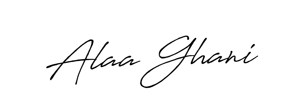 How to make Alaa Ghani name signature. Use Antro_Vectra_Bolder style for creating short signs online. This is the latest handwritten sign. Alaa Ghani signature style 7 images and pictures png