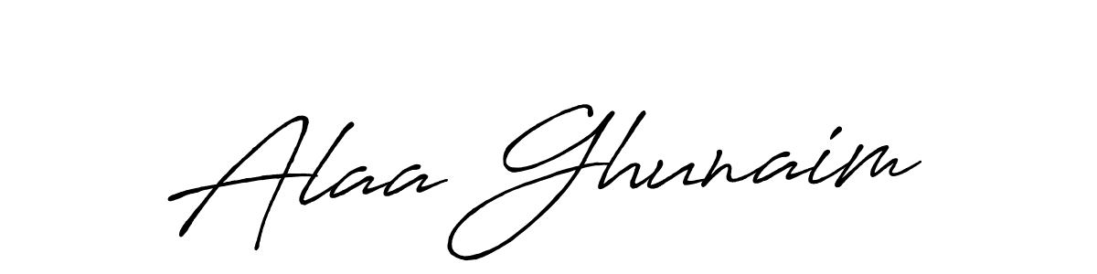 Make a beautiful signature design for name Alaa Ghunaim. With this signature (Antro_Vectra_Bolder) style, you can create a handwritten signature for free. Alaa Ghunaim signature style 7 images and pictures png