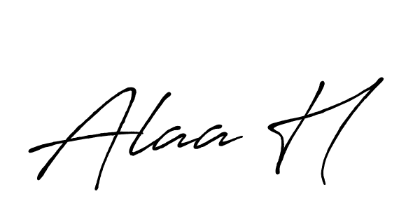 Also You can easily find your signature by using the search form. We will create Alaa H name handwritten signature images for you free of cost using Antro_Vectra_Bolder sign style. Alaa H signature style 7 images and pictures png