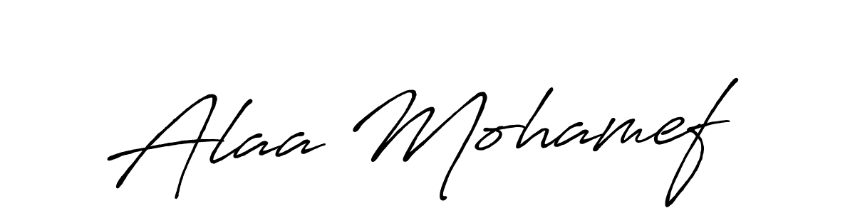 Design your own signature with our free online signature maker. With this signature software, you can create a handwritten (Antro_Vectra_Bolder) signature for name Alaa Mohamef. Alaa Mohamef signature style 7 images and pictures png
