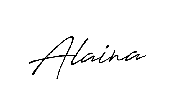 Use a signature maker to create a handwritten signature online. With this signature software, you can design (Antro_Vectra_Bolder) your own signature for name Alaina. Alaina signature style 7 images and pictures png