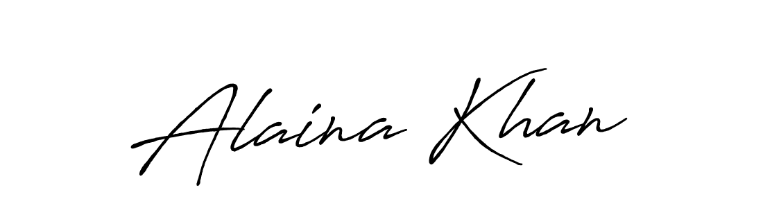 How to make Alaina Khan name signature. Use Antro_Vectra_Bolder style for creating short signs online. This is the latest handwritten sign. Alaina Khan signature style 7 images and pictures png